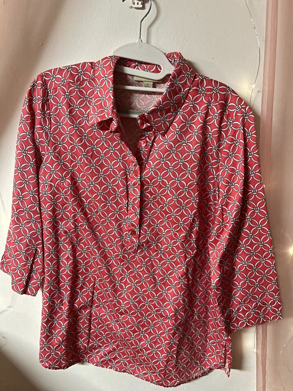 Appleseed's Printed 3/4 Sleeve Popover Blouse | Size Small